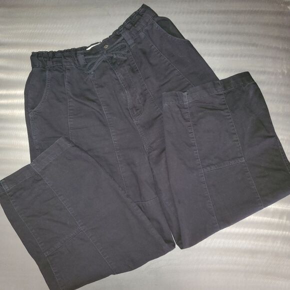 Free People We The Free Black Cotton Denim Barrel Baggy High Rise Jeans Small - Picture 1 of 14